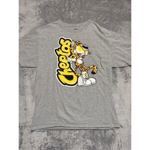 Cheetos Graphic T-Shirt Men Large Gray Chester Cheetah Cartoon Logo Shirt